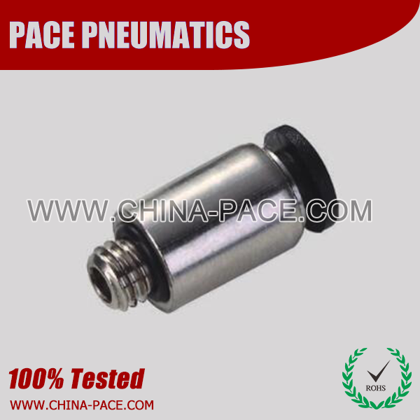 Compact Round Male Straight One Touch Fittings, Compact Push To Connect Fittings, Miniature Pneumatic Fittings, Air Fittings, one touch tube fittings, Pneumatic Fitting, Nickel Plated Brass Push in Fittings
